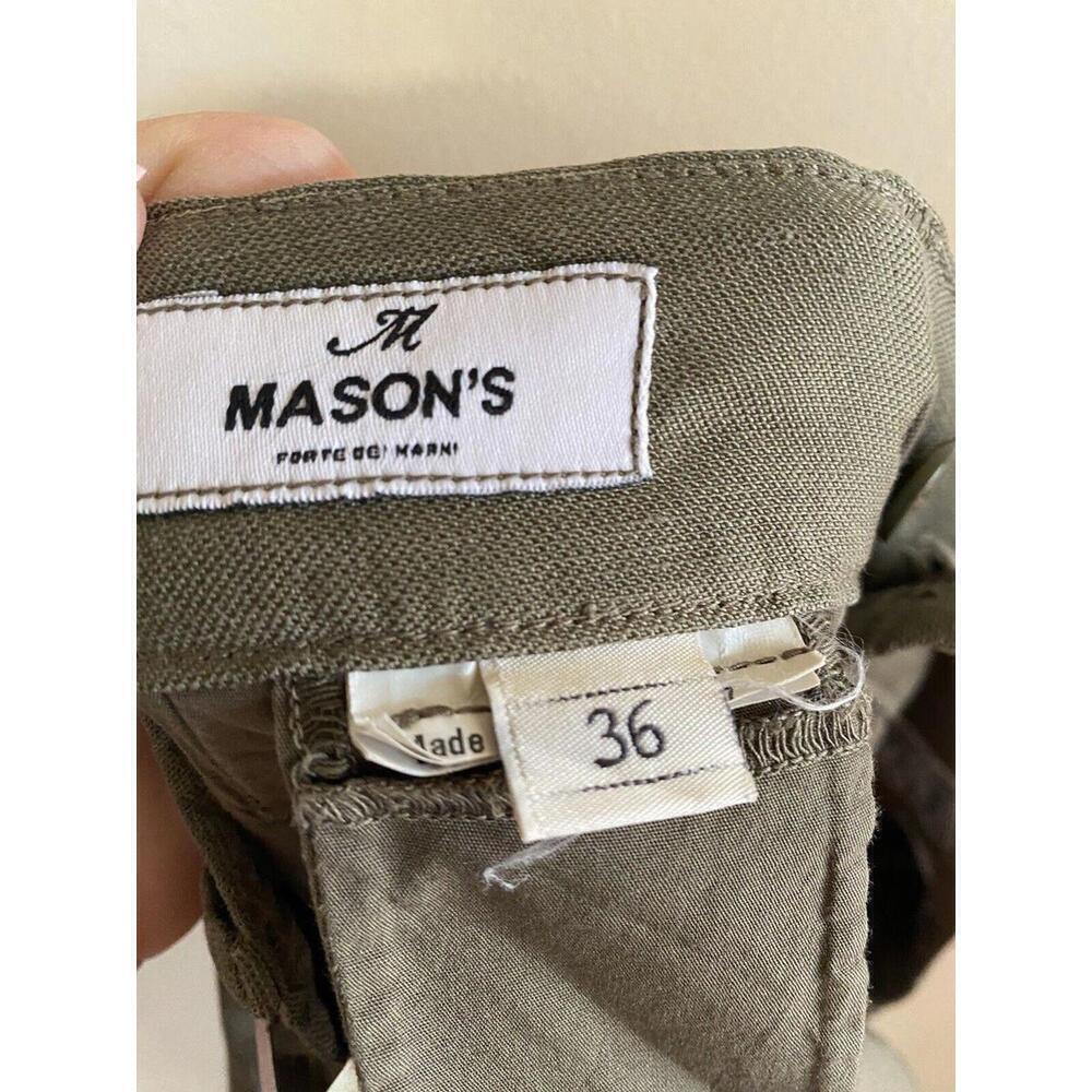Mason's Linen Blend Casual Green Pants With Studs On The Pockets. Sz.36 US 3/4 - Picture 5 of 6